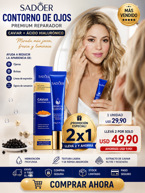 Crema Contorno de Ojos SADOER con Caviar y Ácido Hialurónico 20g