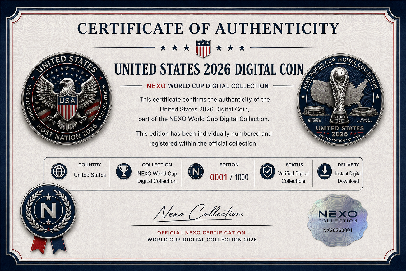 United States 2026 – Host Nation Founder Edition Digital Coin