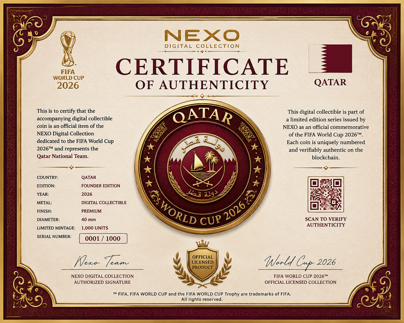 Qatar 2026 – Founder Edition Digital Coin