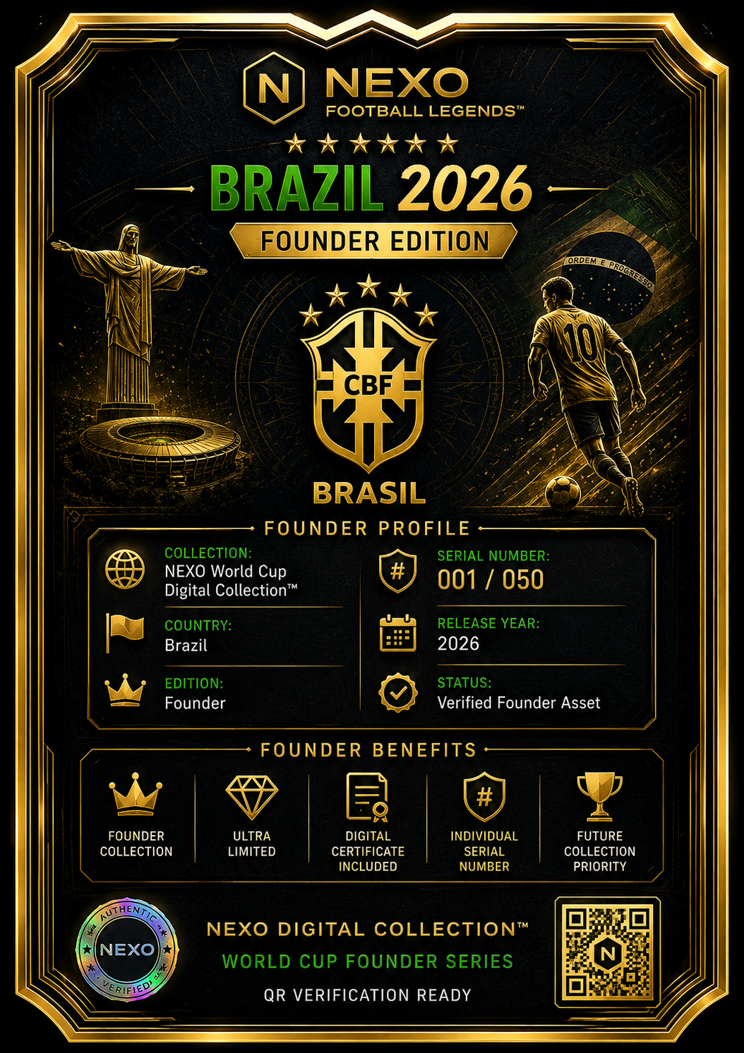 Brazil 2026 – Founder Edition Digital Coin (001/050)