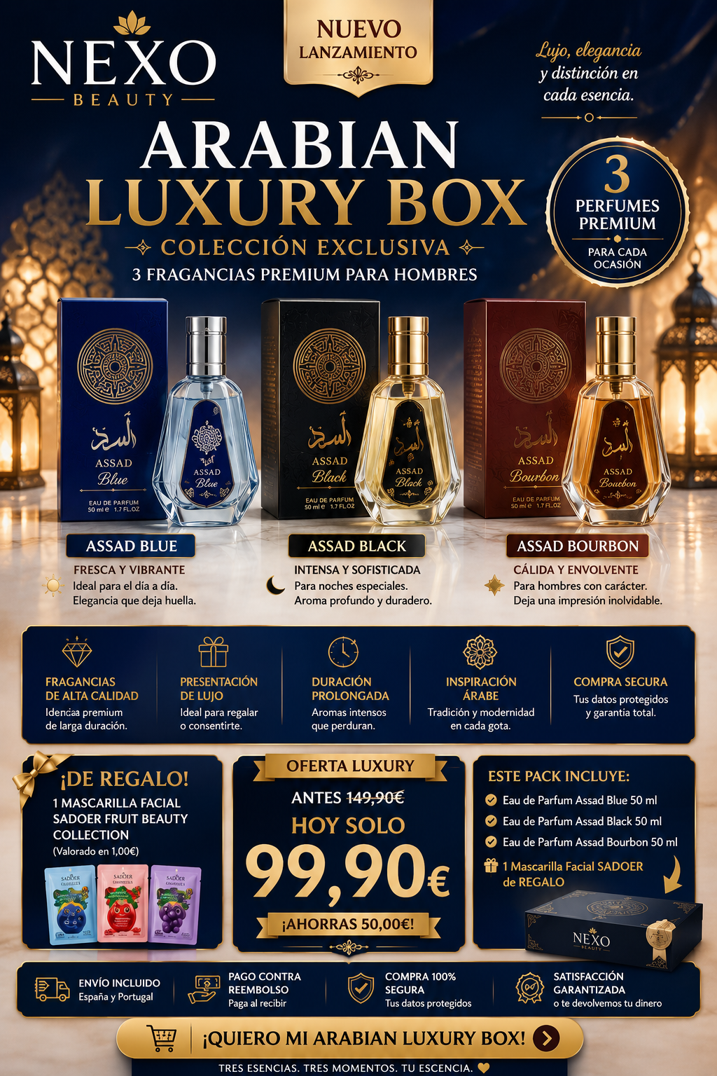Arabian Luxury Box - NEXO Beauty | 3 Perfumes Premium para Hombres + Regalo