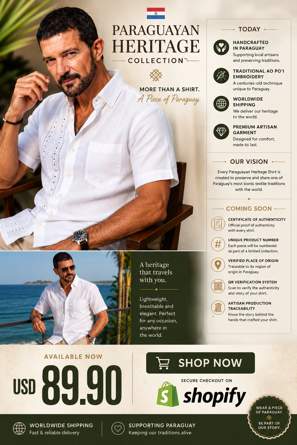 Paraguayan Ao Po'i Heritage Shirt™